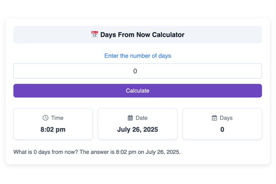 Days From Now Calculator