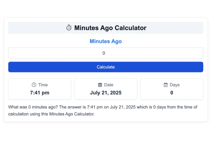 Minutes Ago Calculator