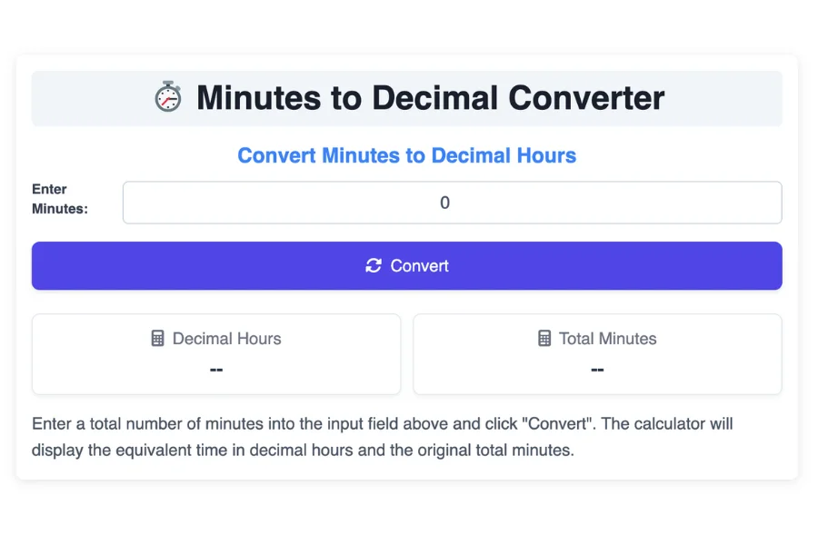 Minutes to Decimal Converter