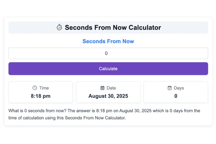 Seconds From Now Calculator