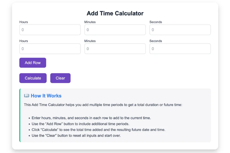 Add Time Calculator