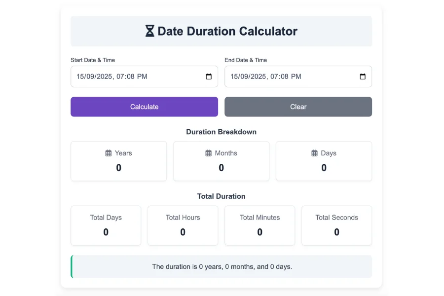 Date Duration Calculator