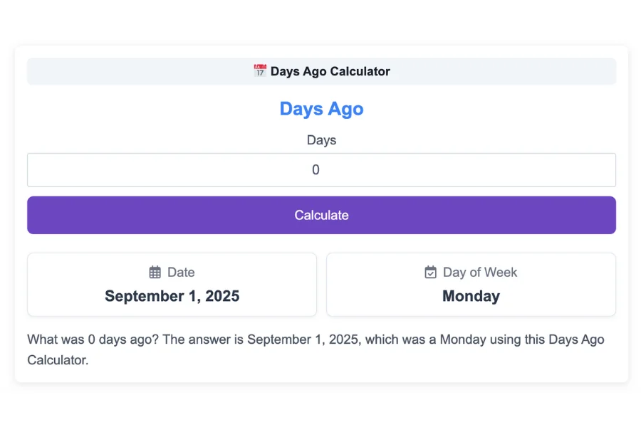 Days Ago Calculator