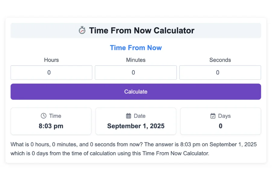 Time From Now Calculator