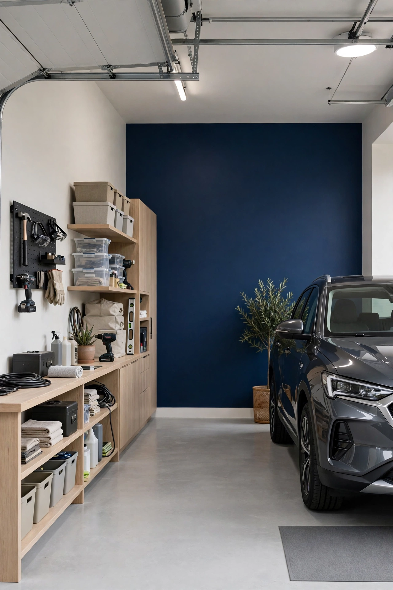 paint a bold accent wall - garage makeover idea