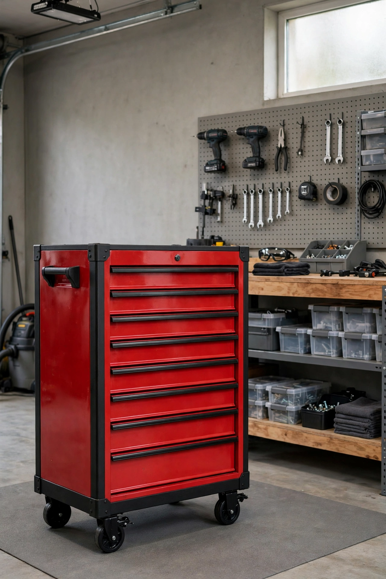 roll in a mobile tool chest - garage makeover idea