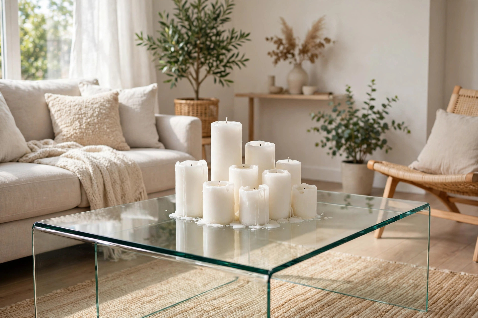 Cluster pillar candles at different heights