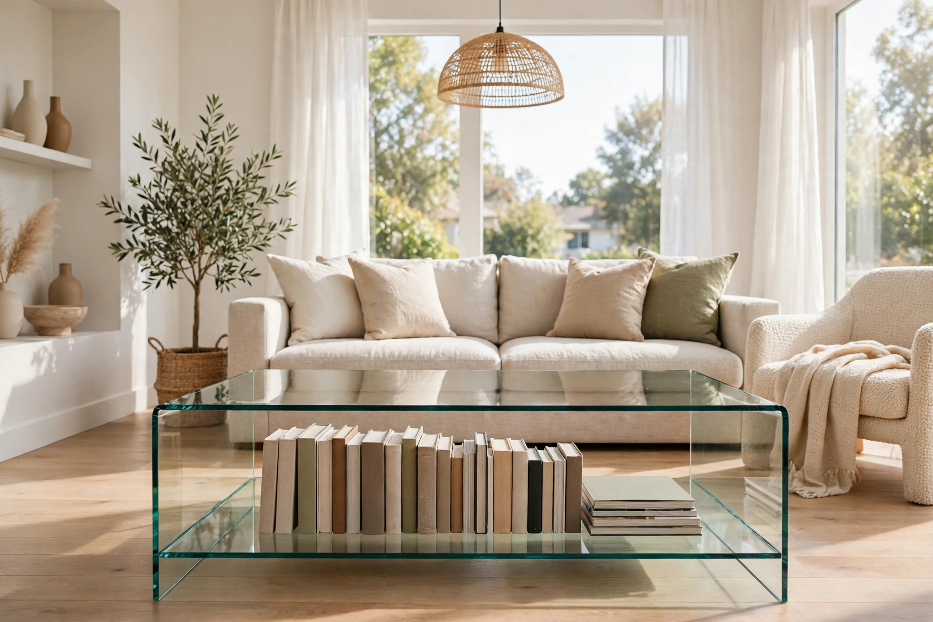 Style the lower shelf as a book library