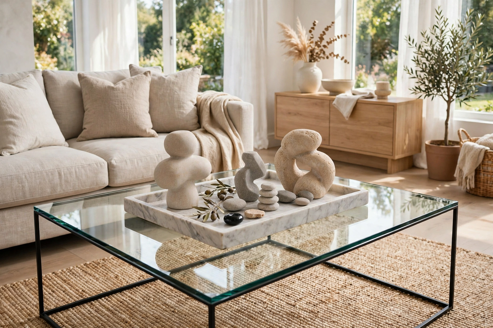 Ground the look with marble and stone