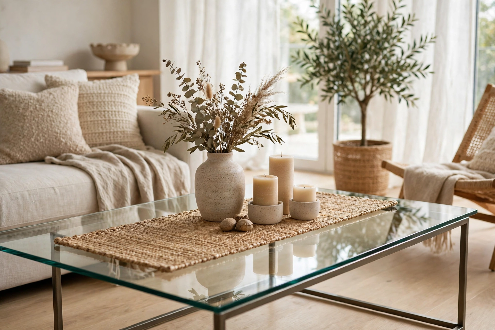Soften the glass with a woven runner