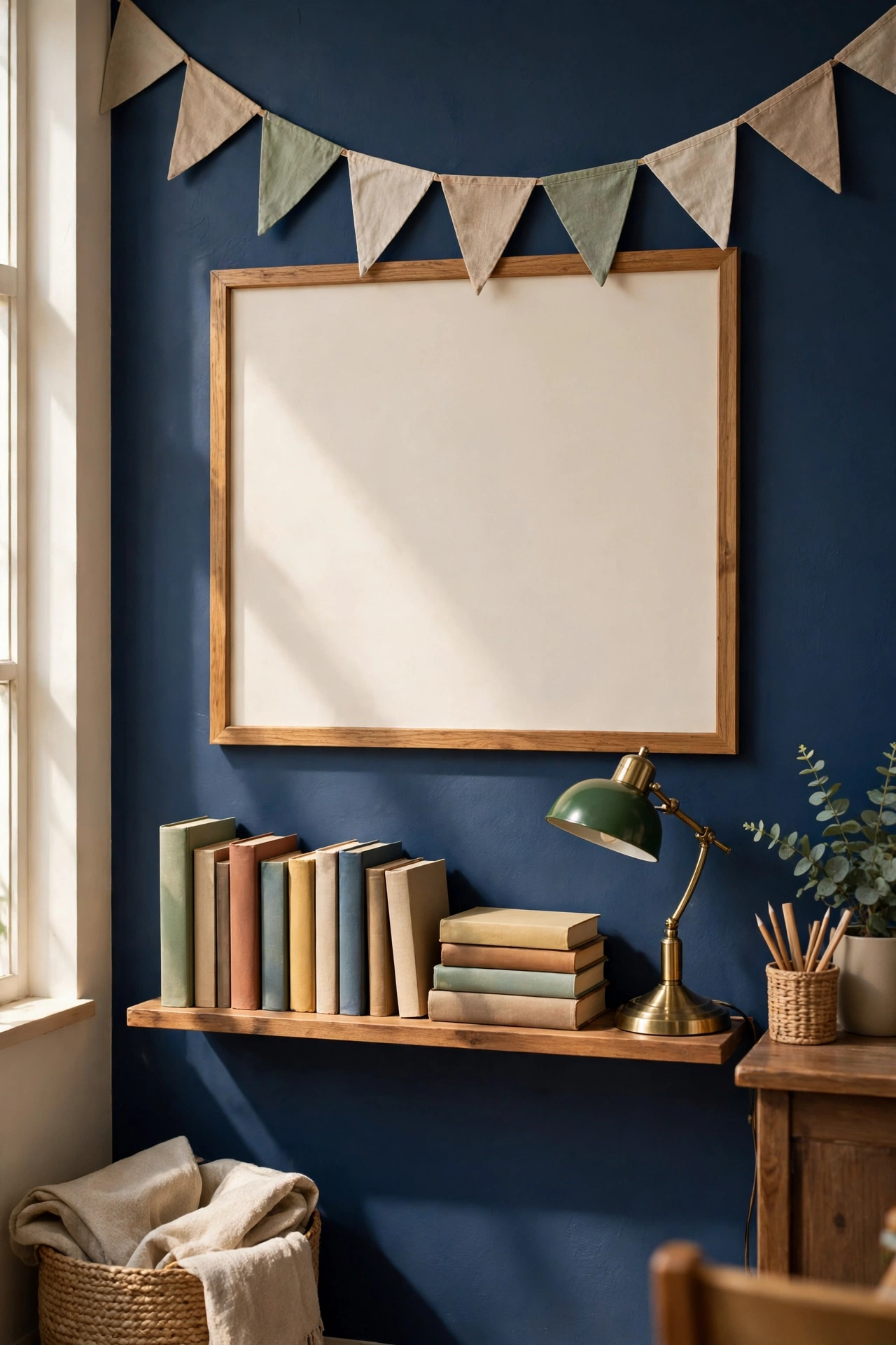 Author spotlight display with a framed portrait, biography, book list, and quote