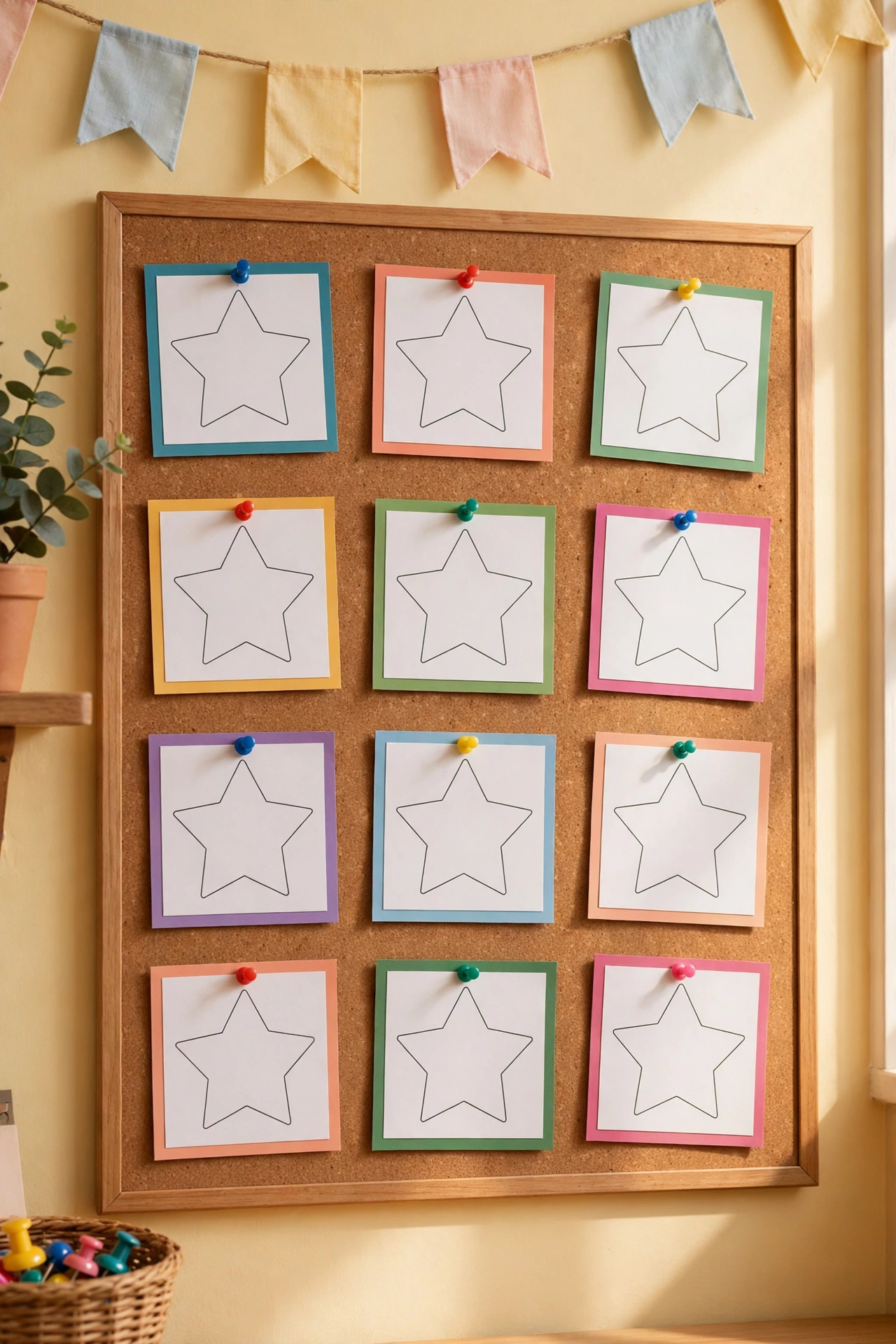 Student book review cards with star ratings and short reviews pinned on a board